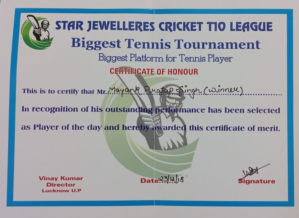 Cricket Certificate